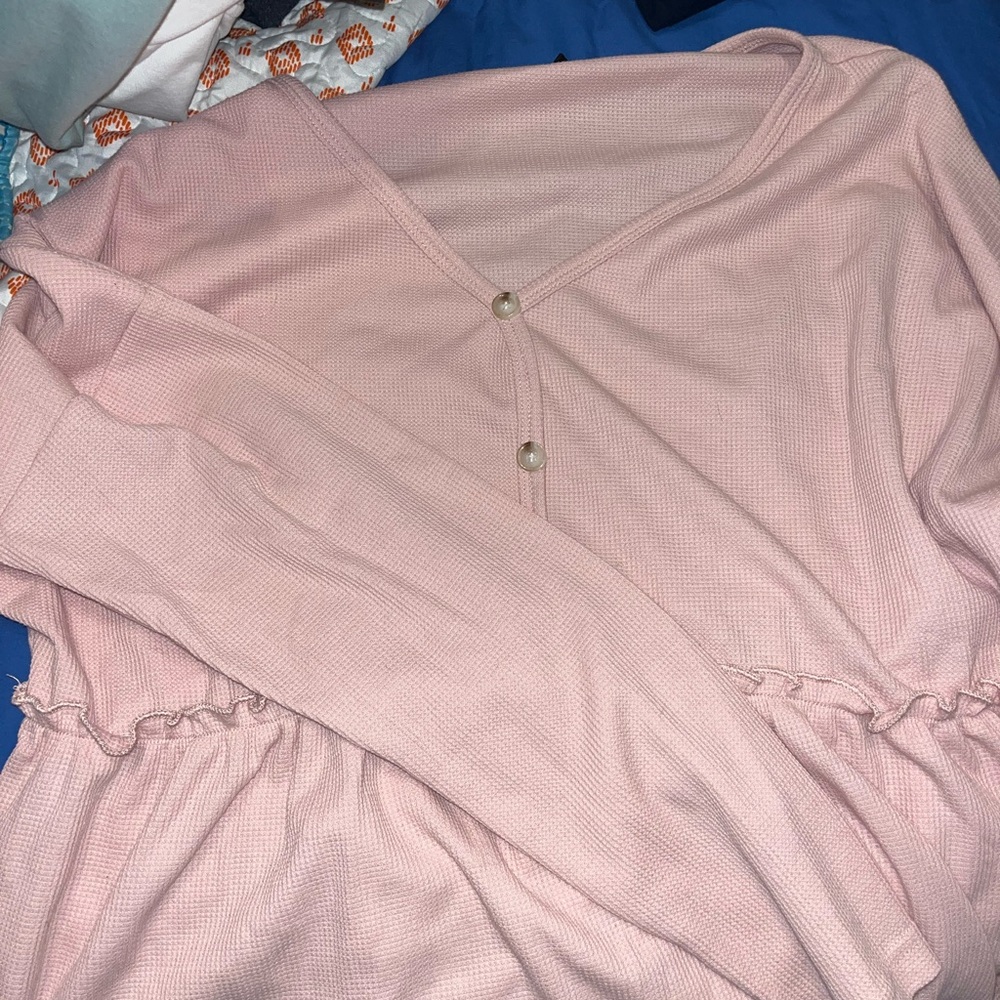 Pink Peplum Longsleeve Top